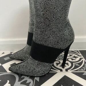 Topshop Black and Silver Heeled Boots